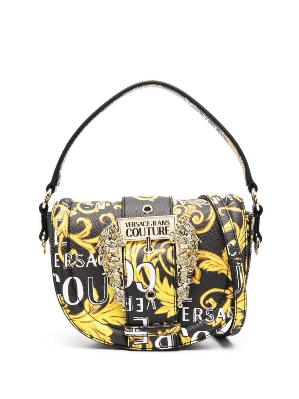 NWT Versace Jeans Couture Black & Yellow Baroque Saddle Shoulder Bag 
ON SALE*